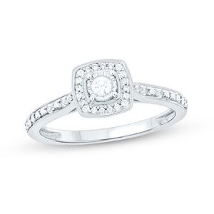 1/6 CT T.W. Diamond Cushion Frame Promise Ring in Sterling Silver